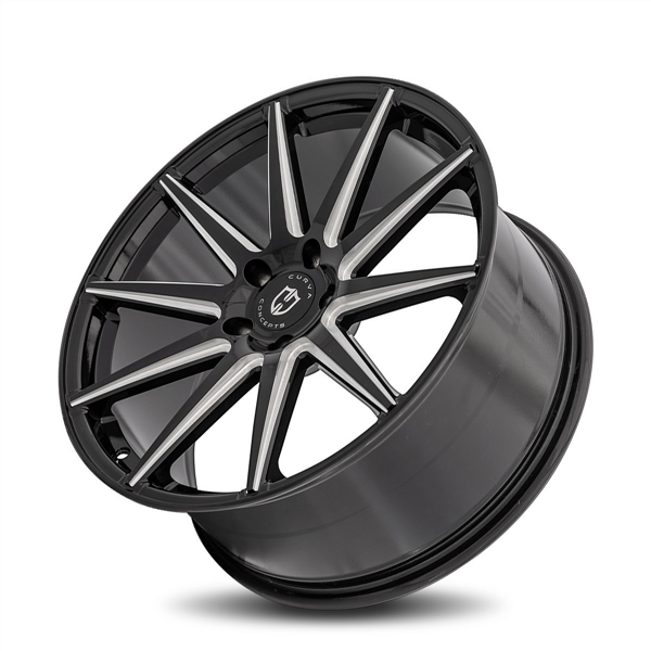 CURVA CONCEPTS-C49 GLOSS BLACK/MILLED 20X9.0 5X112 +30 +66.56 *STAGGERED*