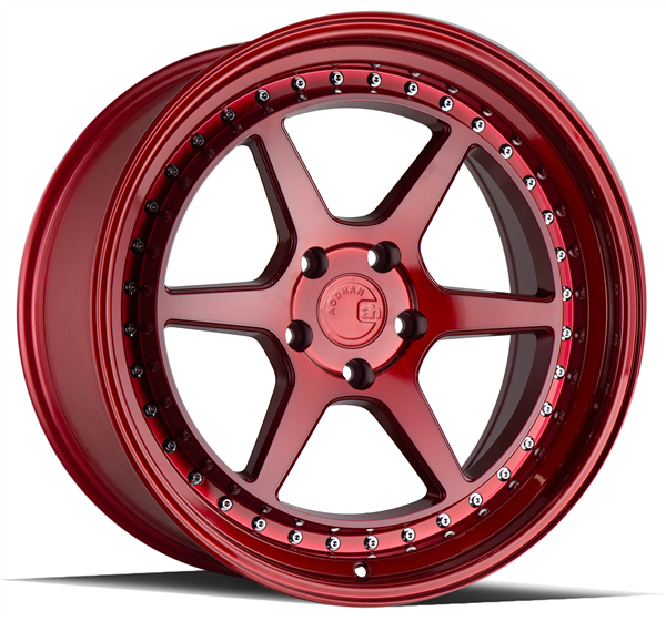 AODHAN-DS09 CANDY RED W/CHROME RIVETS 19X8.5 5X4.5 +35 +73.1 *DUAL PHASE FORGING CONSTRUCTION* DPF ™
