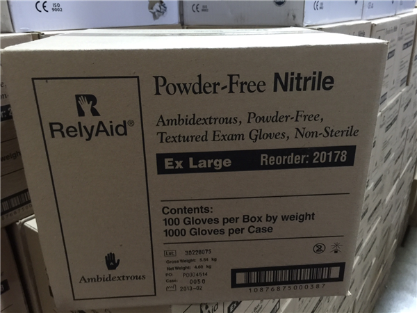 RELYAID POWDER FREE NITRILE EX-LARGE GLOVES BOX OF 10 PACK (1000 GLOVES)