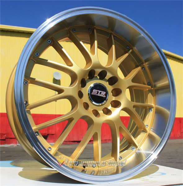 STR RACING-514 GOLD/MACHINE LIP 20X9.0 5X4.5+35+73.1 *STAGGERED ONLY*