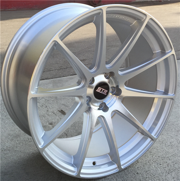 STR RACING-524 SILVER/MACHINE FACE 20X10 5X4.5 +40 ***SOLD ONLY IN STAGGERD FITMENT****