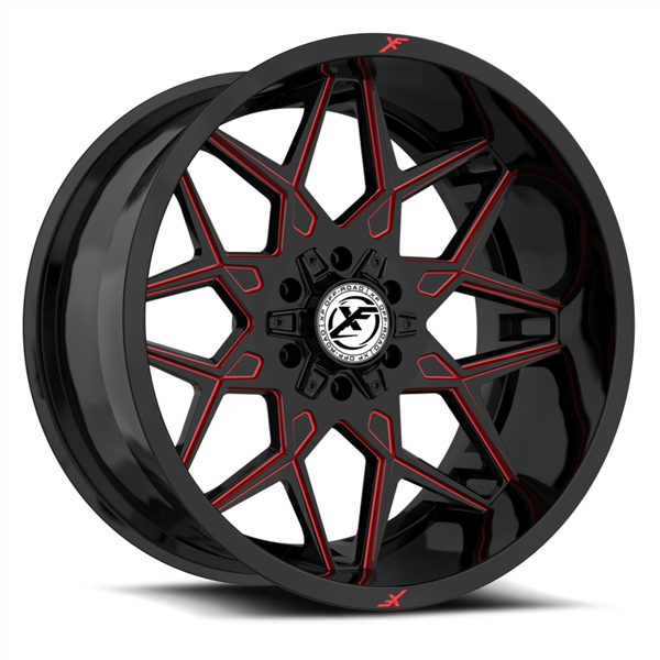 XF OFFROAD-XF238 GLOSS BLACK RED MILLED 20X10 6X135/6X5.5 -24 +106.4 *NEW STYLE 2023*