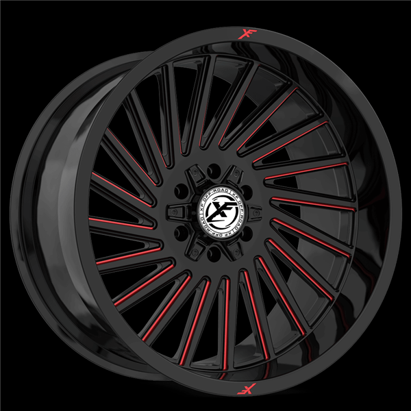 XF OFFROAD-XF239 GLOSS BLACK/RED MILLED 20X10 5X127/5X5.5 -12 +78.1 *NEW STYLE 2023*