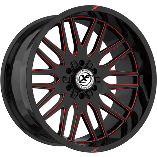 XF OFFROAD-XF240 GLOSS BLACK/RED MILLED 20X10 5X127/5X5.5 -12 +78.1 *NEW STYLE 2023*