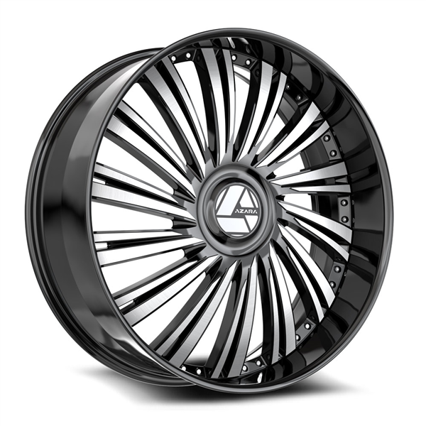 AZARA AZX-102 GLOSS BLACK & MACHINED 20X8.5 5X114.3/5X112 +35 +74.1 *NC*
