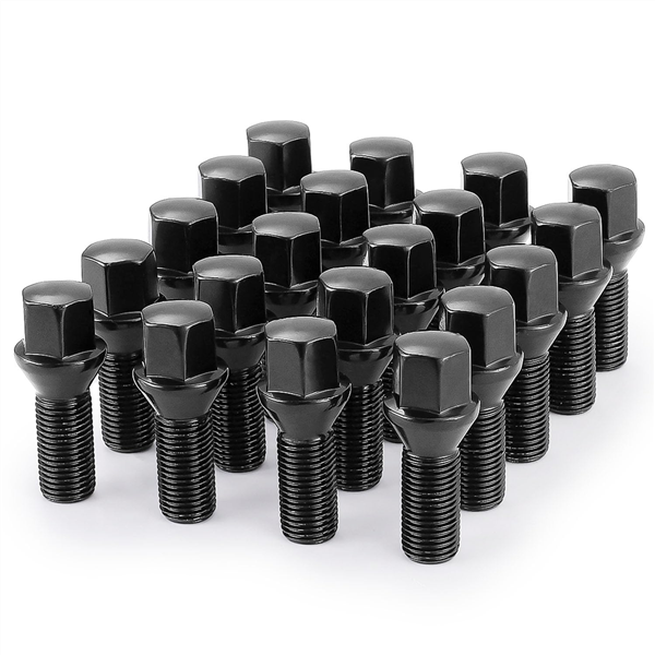 BLACK CONICAL SEAT 12X1.25 SPLINE LUG BOLTS 1.10"***20PCS IN A BOX**