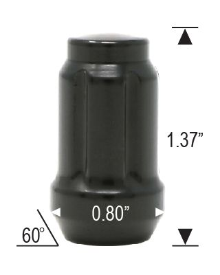 12X1.25 SPLINE ACORN (TUNER) LUG NUTS ***BLACK***