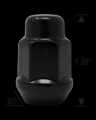 14X1.5 BLACK ACCORN BULGE, 3/4" HEX (MED)