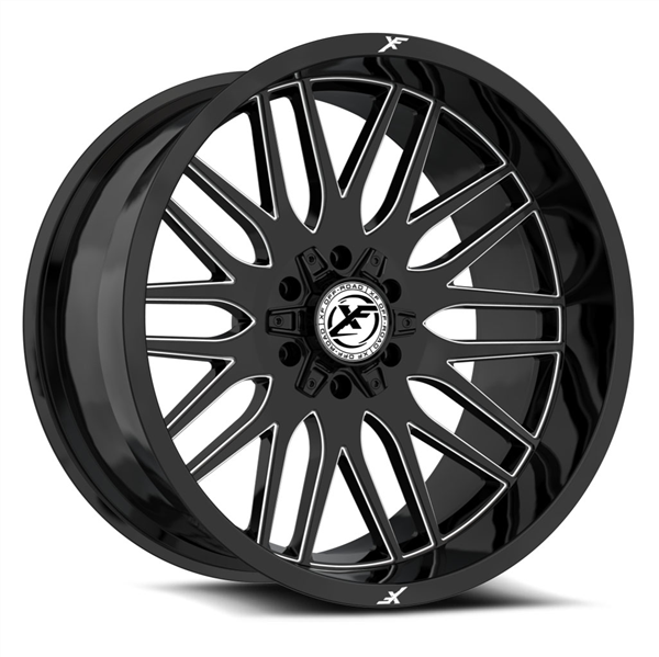 XF-OFFROAD XF-240 DUALLY FRONT GLOSS BLACK MILLED 22X8.25 8X210 +110 +154.3 *RT*