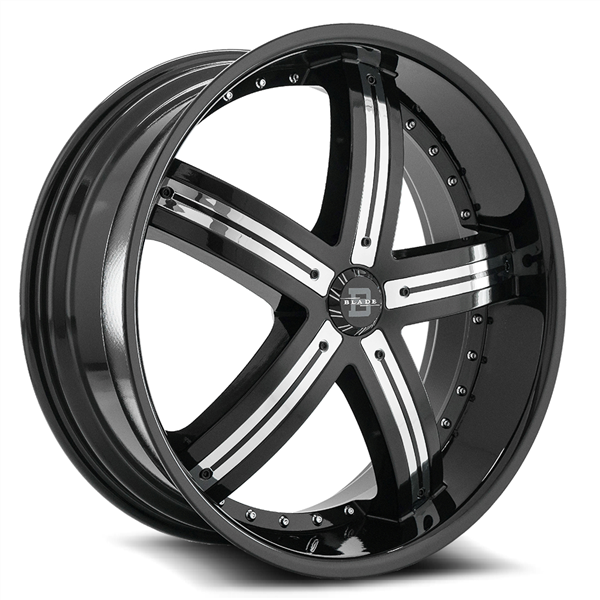 BLADE-BL404 RAIDER GLOSS BLACK/CHROME INSERTS 20X8.5 5X4.5 +35 +74.1