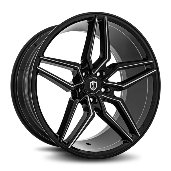 CURVA CONCEPTS-C25 GLOSS BLACK MILLED 20X10 5X4.5 +40 +73.1 **STAGGERED**