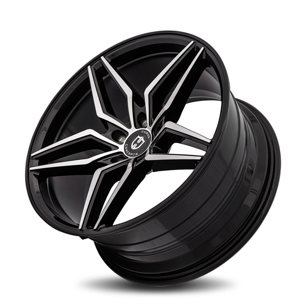 CURVA CONCEPTS-C25 GLOSS BLACK/MACHINE FACE 20X10 BLANK +40 +73.1 *5X112/5X4.5/5X4.75* *STAGGERED*