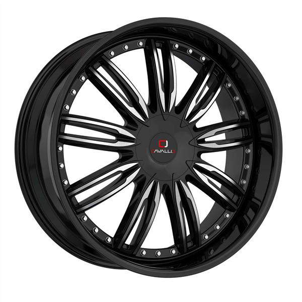 CAVALLO CLV-54 GLOSS BLACK MACHINE 18X8.0 5X4.5/5X4.75 +35 +74.1 *RT*