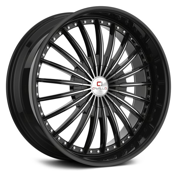 CAVALLO CLV-32 GLOSS BLACK/MACHINE 18X8.0 5X4.5/5X4.75 +35 +74.1 *RT*