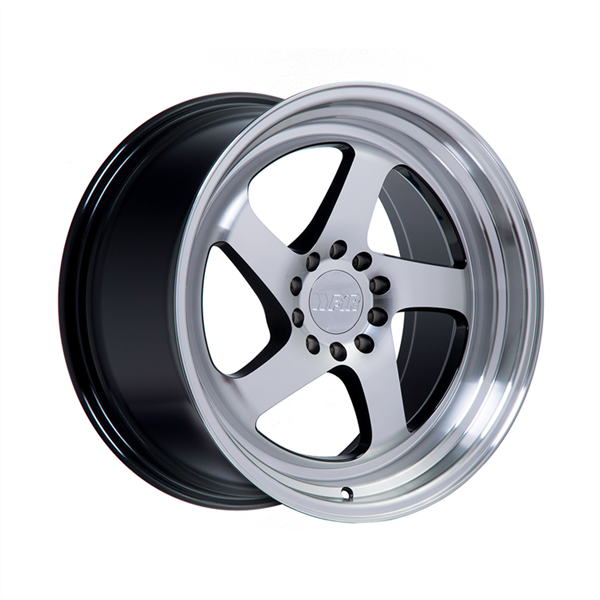 F1R-F28 MACHINE BLACK/POLISH LIP 20X8.5 5X4.5+35 *STAGGERED*