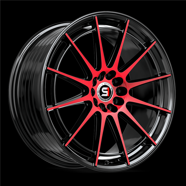 SPEC-1 SP-64 GLOSS BLACK & RED MACHINED 17X8.0 5X100/5X114.3 +42 +73.1 *NC*