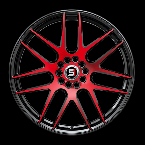 SPEC-1 SP-65 GLOSS BLACK & RED MACHINED 17X8.0 5X100/5X4.5 +42 +73.1 *NC*