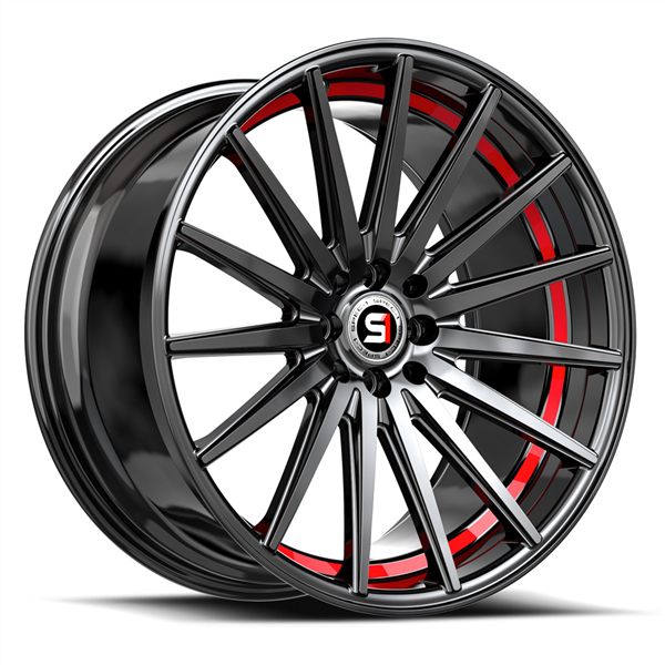 SPEC-1 RACING SP-69 GLOSS BLACK & RED UNDER CUT 17X7.5 4X100/4X4.5 +42 +73.1 *NC*