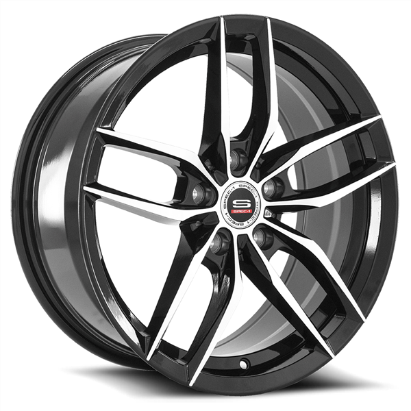 SPEC-1 RACING SP-50 GLOSS BLACK/MACHINE 18X8.0 5X4.5 +35 +73.1