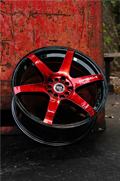 SPEC-1 SPT-32 18X8 GLOSS BLACK & RED MACHINED 5X110/5X4.5 +34 73.1 *NC*