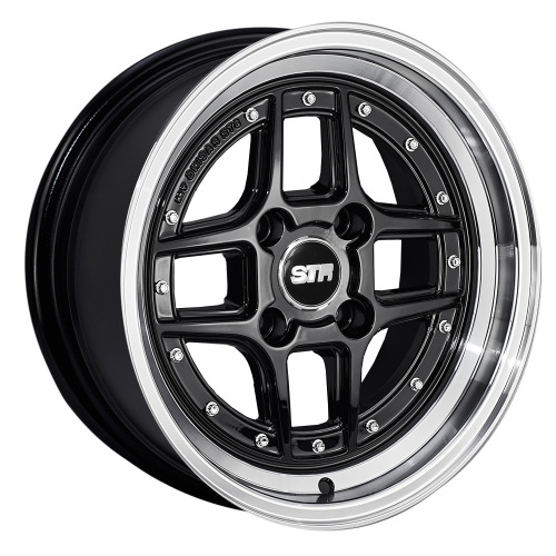 STR RACING-527 BLACK/MACHINE LIP 15X8.0 4X100+15+73.1
