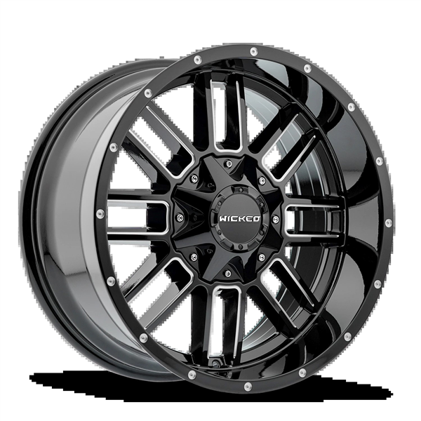 WICKED-OFFROAD W826 GLOSS BLACK MILLED 20X10 8X6.5/8X180 -18 +125.2
