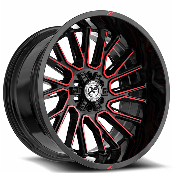 XF OFFROAD XF-230 GLOSS BLACK & RED MACHINED 17X9 5X127/5X139.7 +0 78.1 *NC*