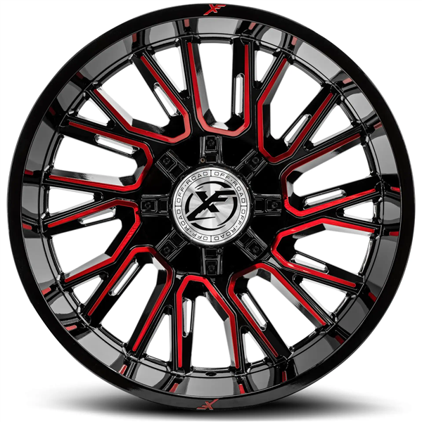 XF OFFROAD XF-230 GLOSS BLACK & RED MACHINED 17X9 6X135/6X139.7 + 12 106.4 *NC*