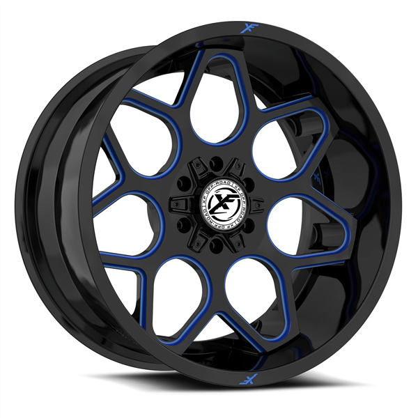 XF OFF-ROAD XF-233 GLOSS BLACK & BLUE MILLED 20X9.0 5X127/5X139.7 +0 +78.10 *NC*