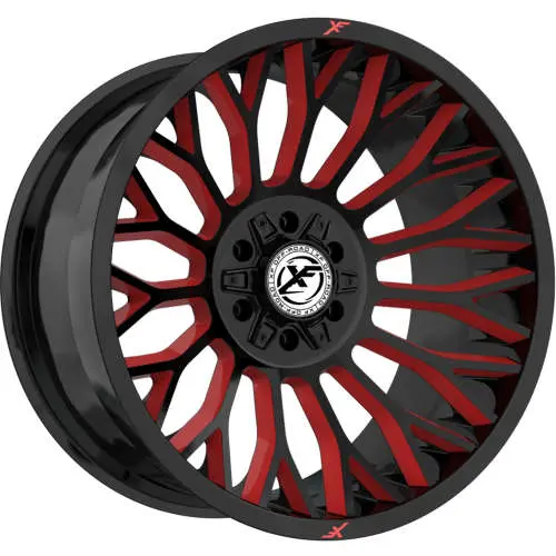 XF OFF-ROAD XF-237 GLOSS BLACK & RED MILLED 26X14 8X165.1/8X170 -76 +125.2 *NC*