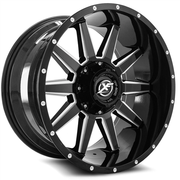XF OFFROAD-XF219 GLOSS BLACK/MILLED 20X10 5X5.5/5X150 -24 +110.3 *RT*